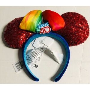 Disney Parks EPCOT 40th Anniversary Sequined Minnie Mouse‎ Ears Headband New